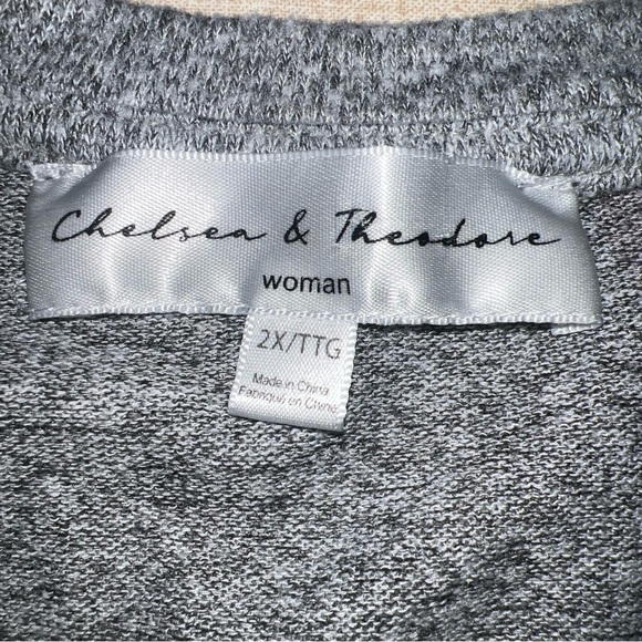 Chelsea & Theodore Gray & Pink Hearts Long Sleeve Top Soft Sz 2X Valentines. - Picture 3 of 7